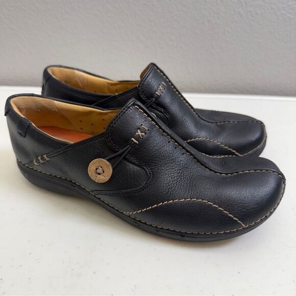 Clarks Womens Shoes Size 8 Shoes Leather Black Unloop Removable Comfy $120 msrp - Picture 3 of 9